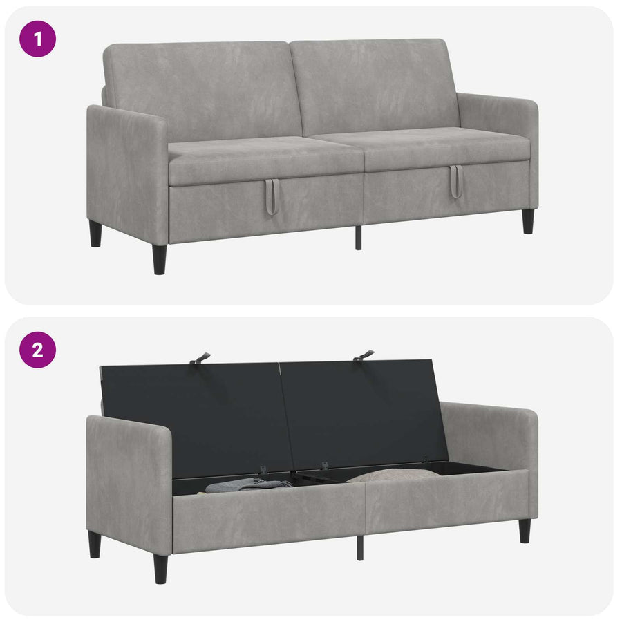 Bank met opslag Lichtgrijs 192 x 78 x 87 cm Polyester
