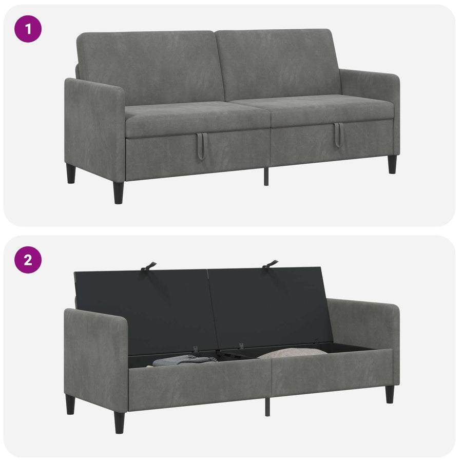 Bank met opslag Donkergrijs 192 x 78 x 87 cm Polyester