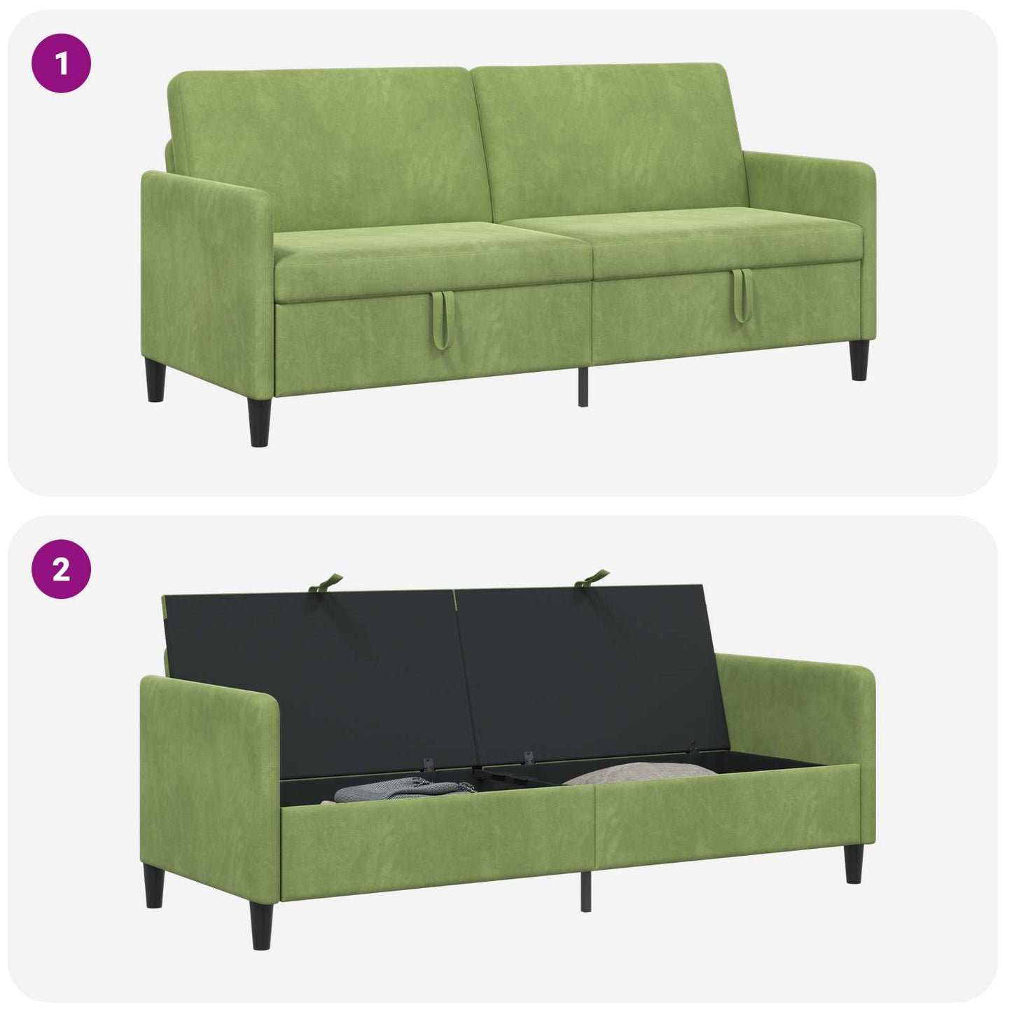 Bank met opslag Lichtgroen 192 x 78 x 87 cm Polyester