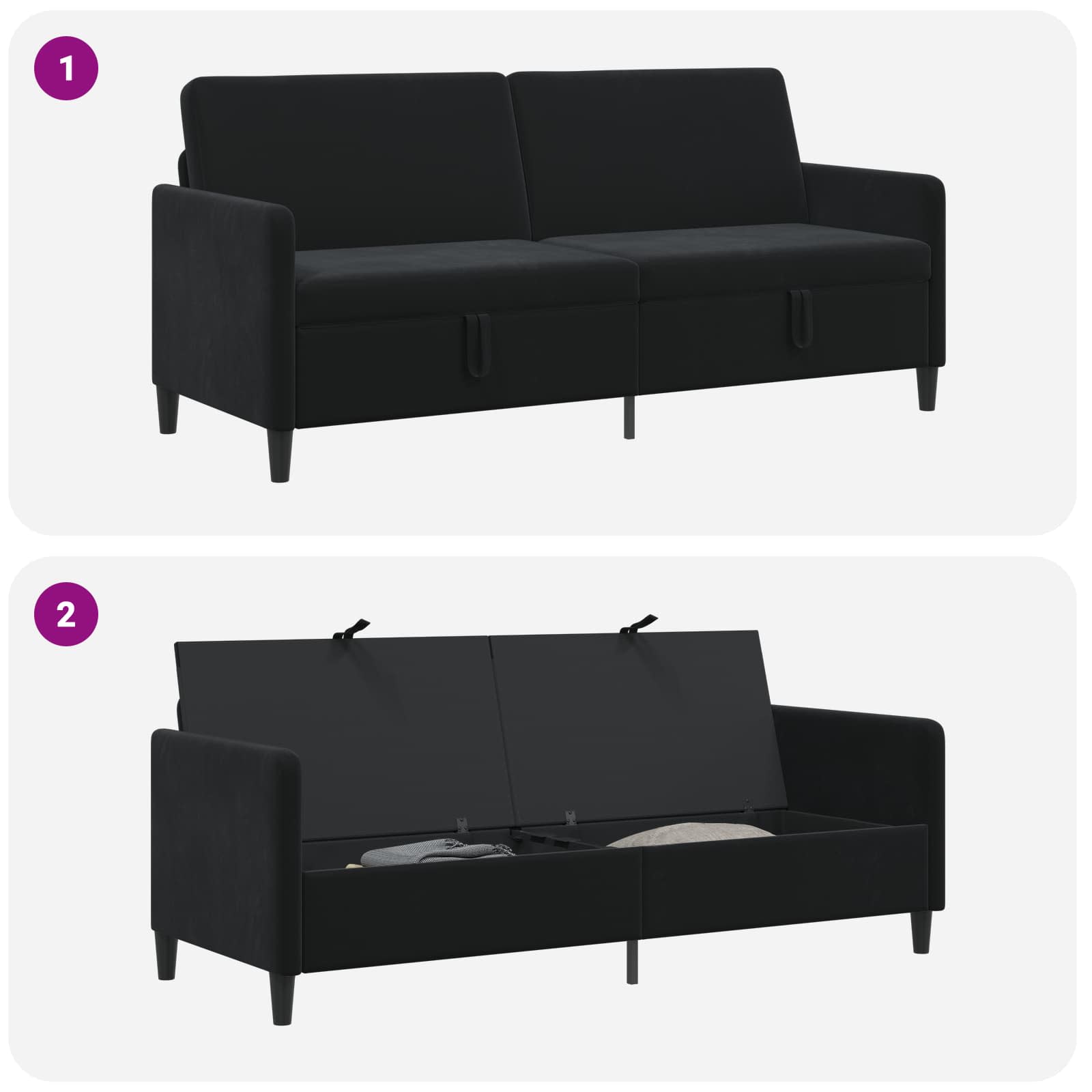 Bank met opslag Zwart 192 x 78 x 87 cm Polyester