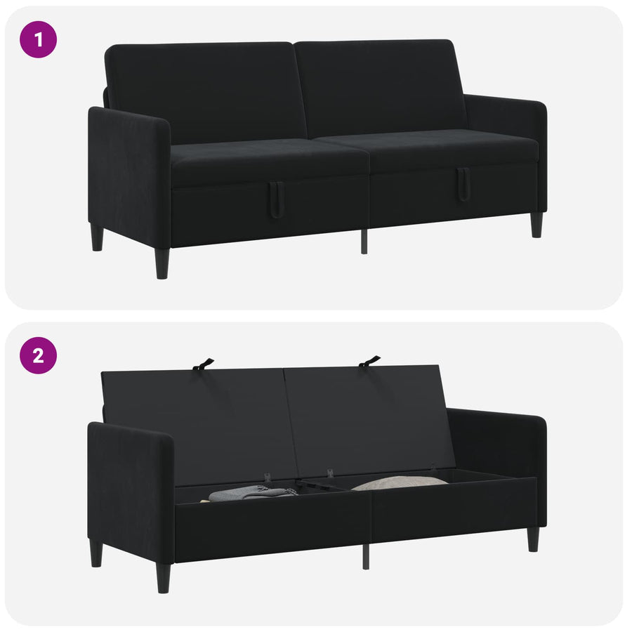 Bank met opslag Zwart 192 x 78 x 87 cm Polyester