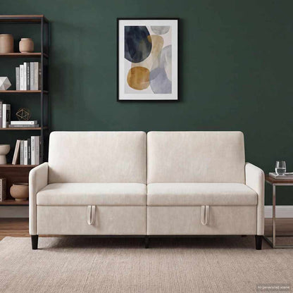 Bank met opslag Crèmekleurig 192 x 78 x 87 cm Polyester