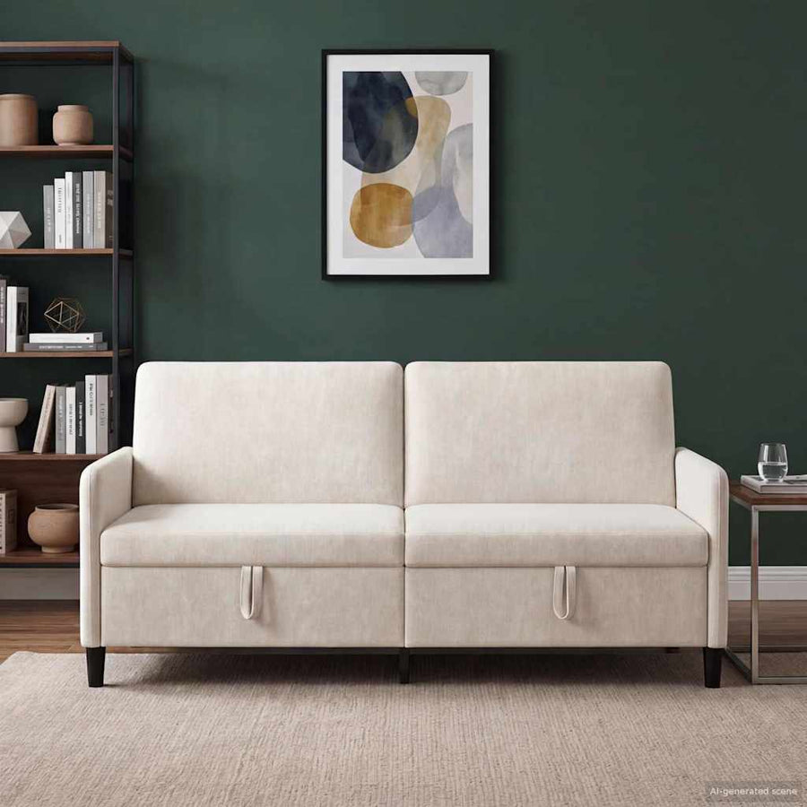 Bank met opslag Crèmekleurig 192 x 78 x 87 cm Polyester