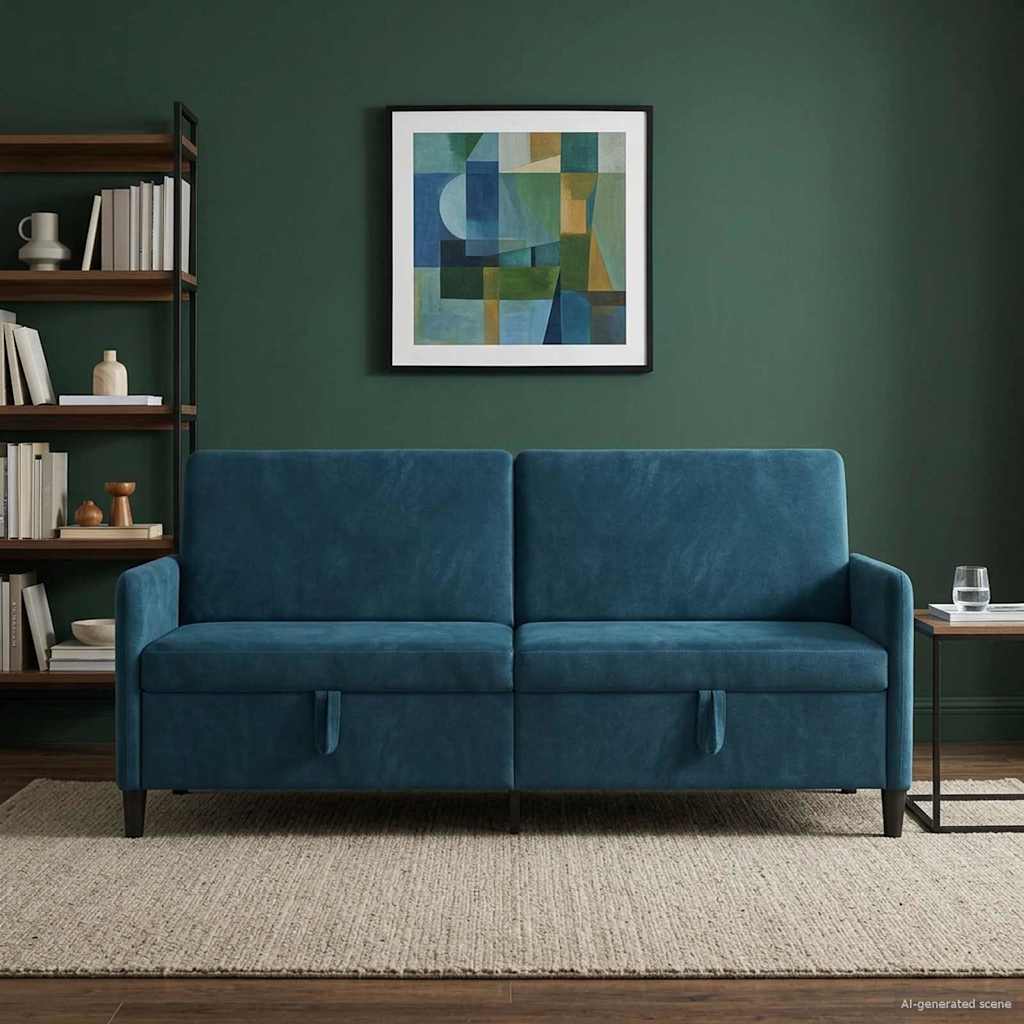Bank met opslag Blauw 192 x 78 x 87 cm Polyester
