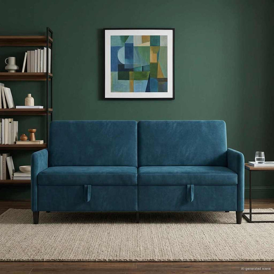 Bank met opslag Blauw 192 x 78 x 87 cm Polyester