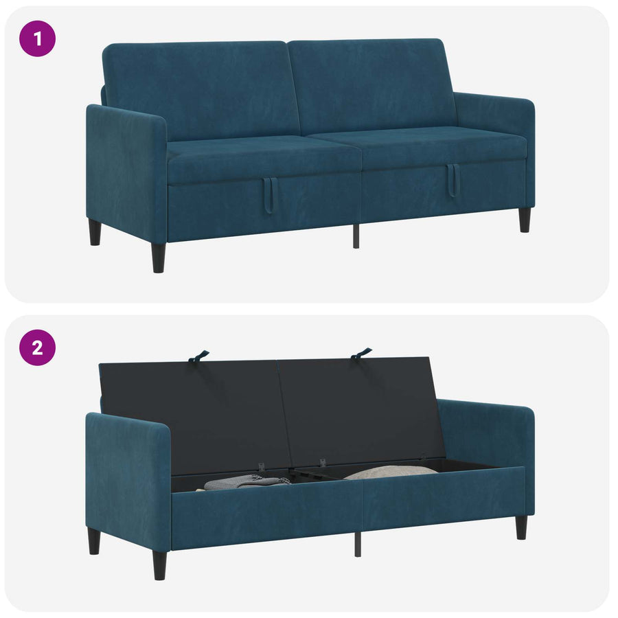 Bank met opslag Blauw 192 x 78 x 87 cm Polyester