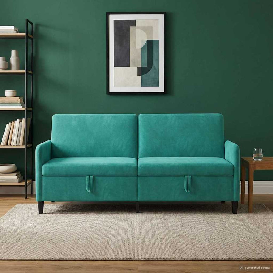 Bank met opslag Turquoise 192 x 78 x 87 cm Polyester