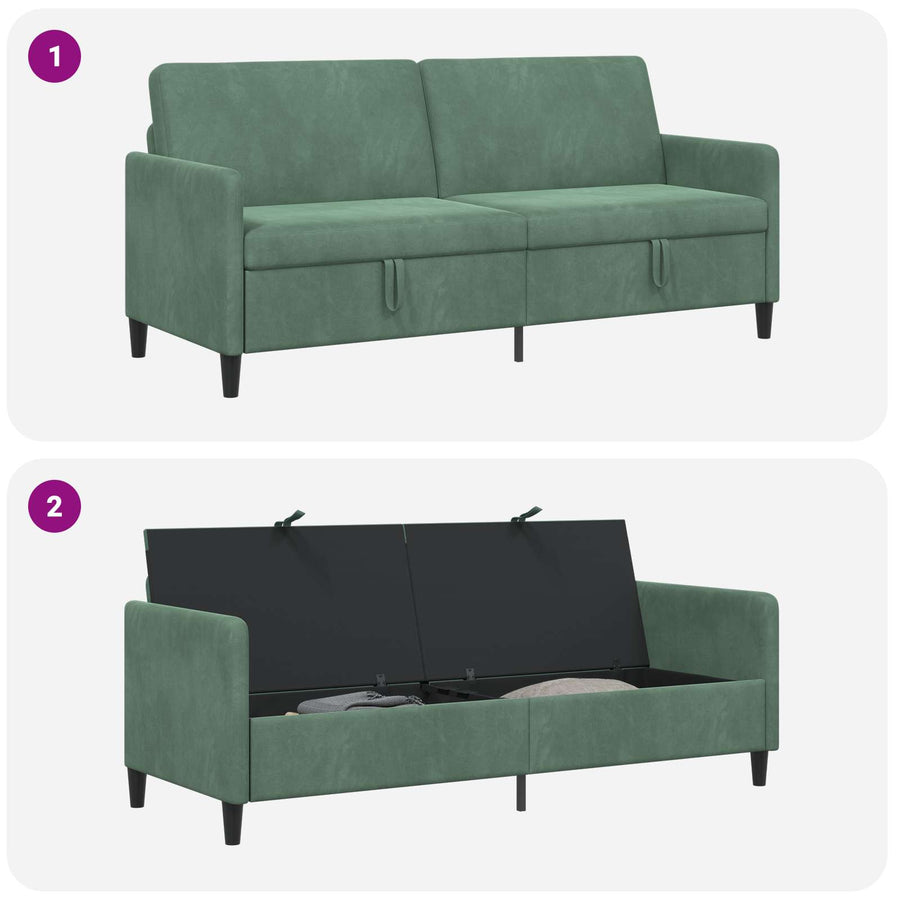 Bank met opslag Zeegroen 192 x 78 x 87 cm Polyester