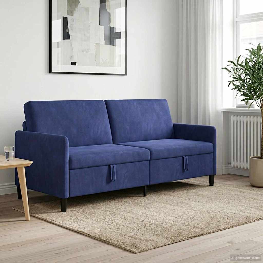 Bank met opslag Politieblauw 192 x 78 x 87 cm Polyester