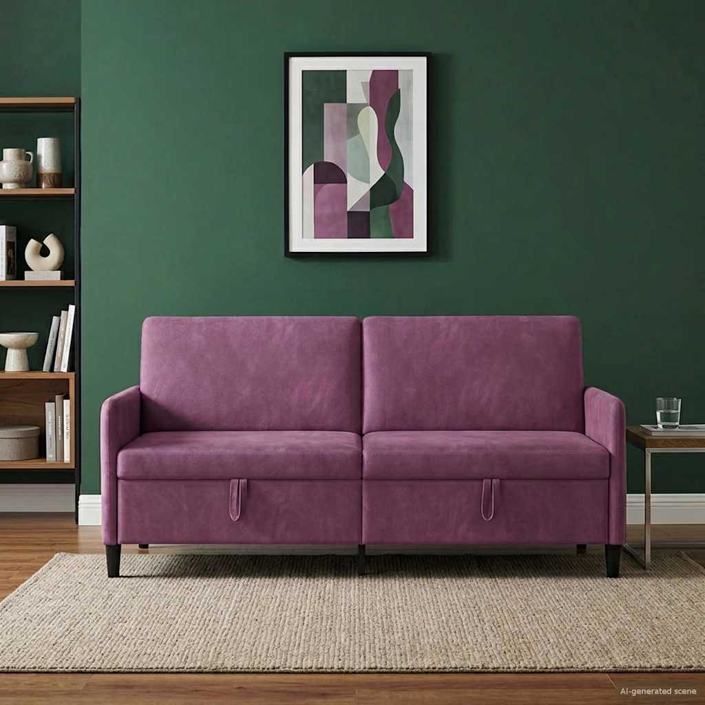 Bank met opslag Paars 192 x 78 x 87 cm Polyester