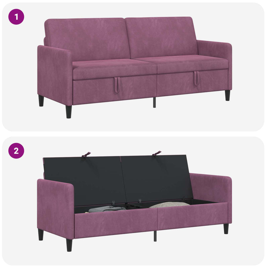 Bank met opslag Paars 192 x 78 x 87 cm Polyester