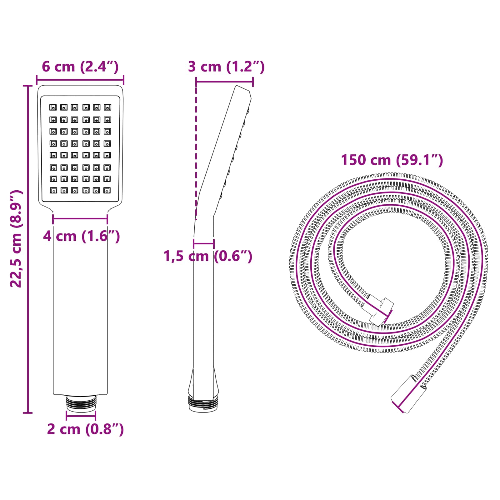 Doucheset Chroom 150 cm Roestvrij staal