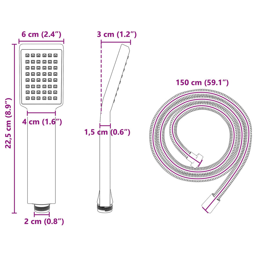 Doucheset Chroom 150 cm Roestvrij staal