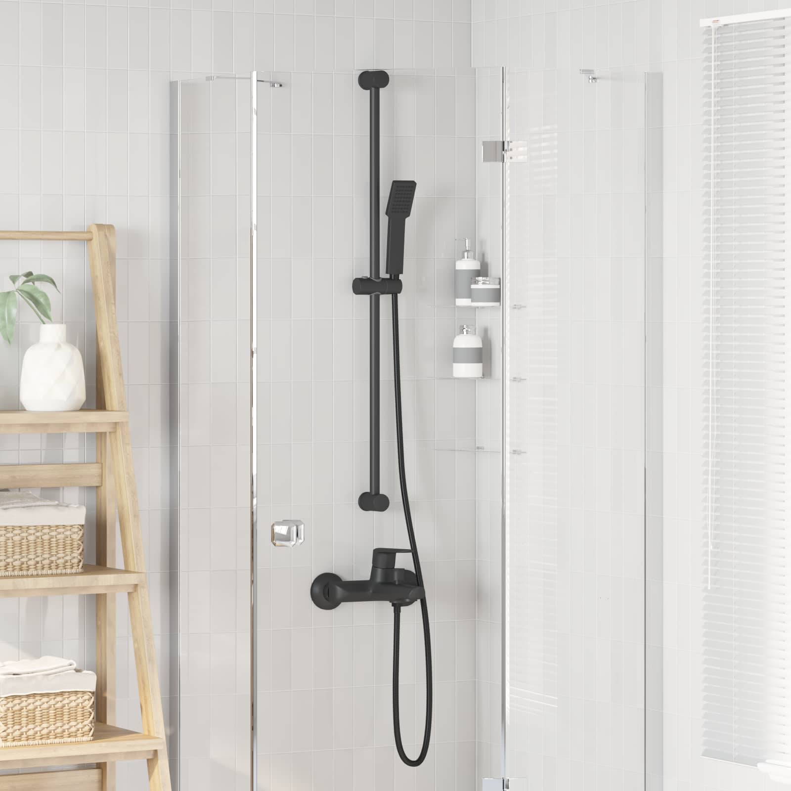 Doucheset Zwart 150 cm Roestvrij staal