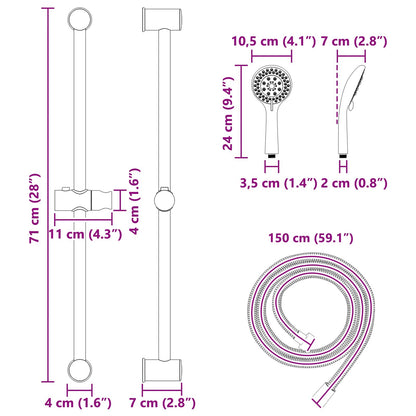 Douchesysteem set Chroom 71 cm Roestvrij staal