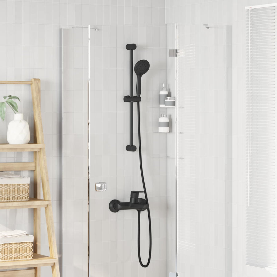 Douchesysteem set Zwart 71 cm Roestvrij staal