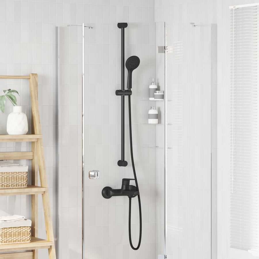 Douchesysteem set Zwart 101 cm Roestvrij staal