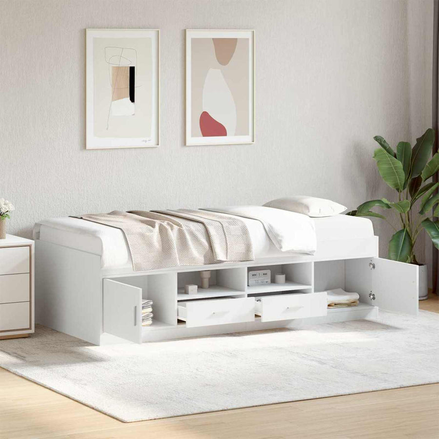Bedframe met opslag met lade Wit 80 x 200 cm Bewerkt hout