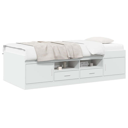 Bedframe met opslag met lade Wit 80 x 200 cm Bewerkt hout