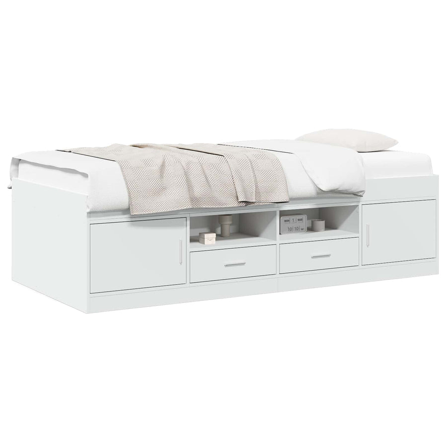 Bedframe met opslag met lade Wit 80 x 200 cm Bewerkt hout