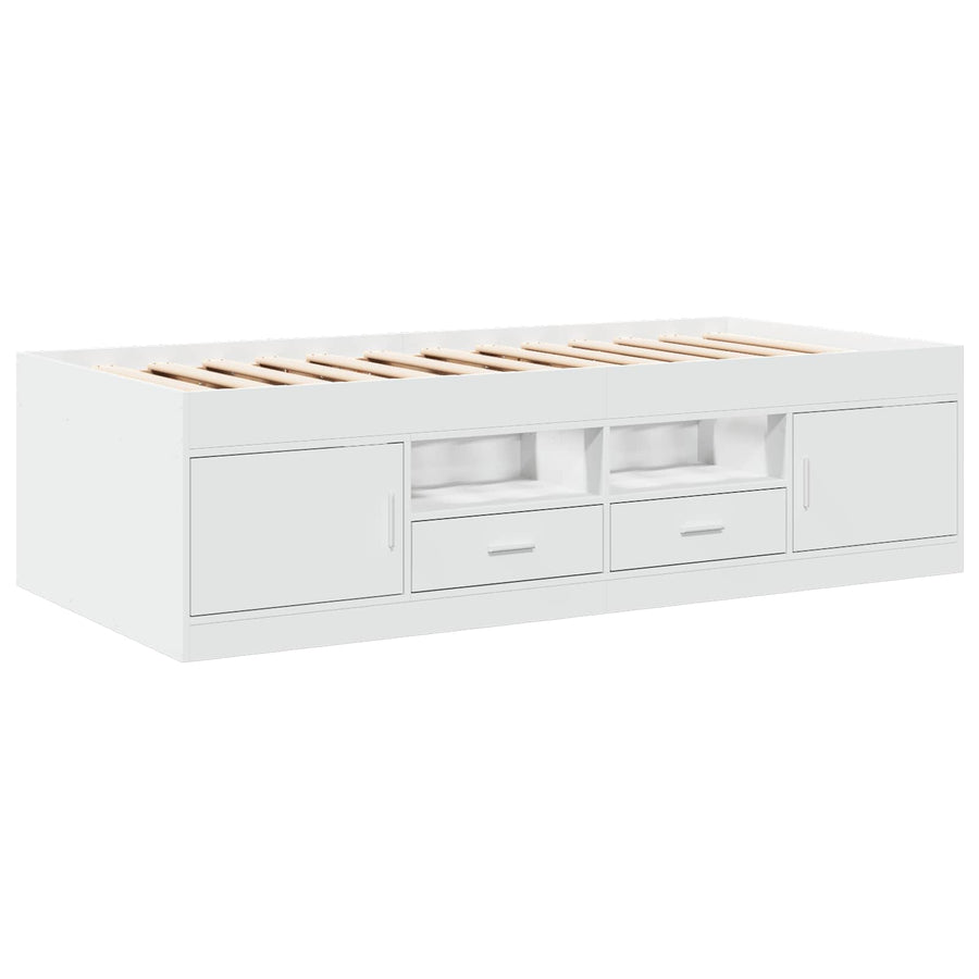 Bedframe met opslag met lade Wit 80 x 200 cm Bewerkt hout