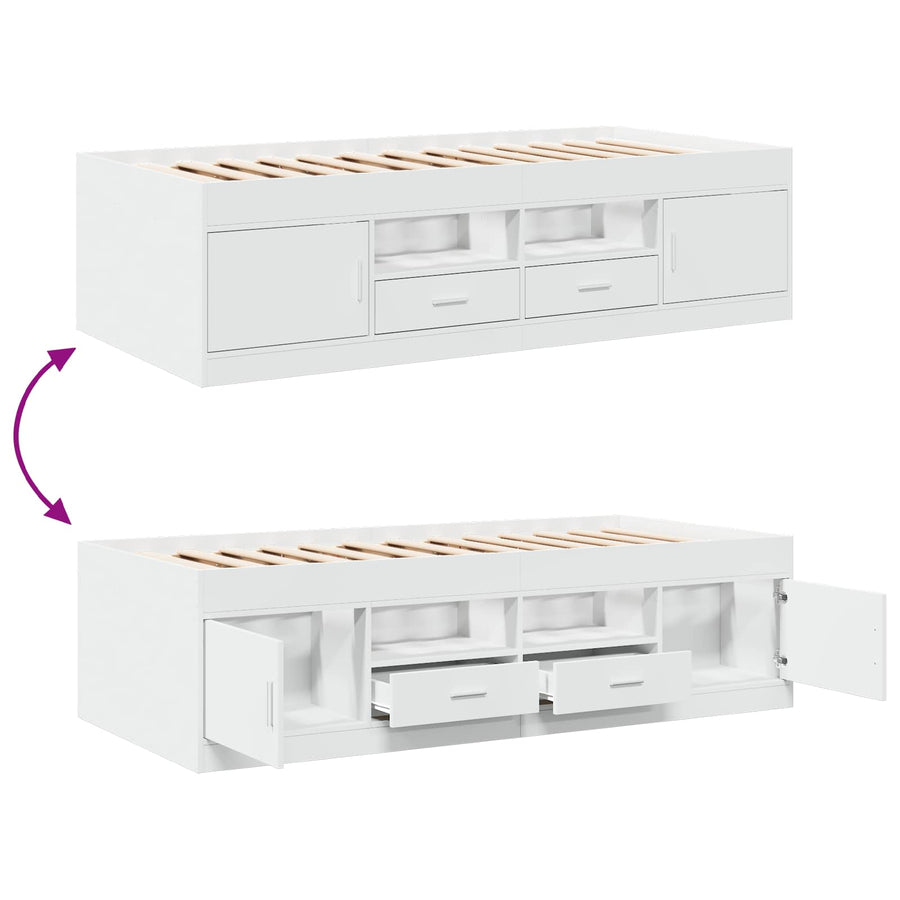 Bedframe met opslag met lade Wit 80 x 200 cm Bewerkt hout