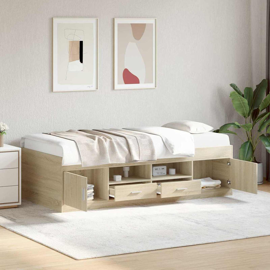 Bedframe met opslag Sonoma Eiken 80 x 200 cm Bewerkt hout