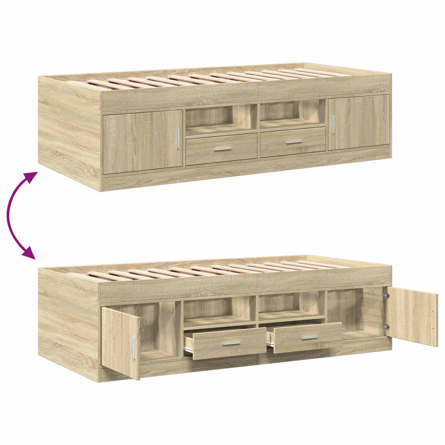 Bedframe met opslag Sonoma Eiken 80 x 200 cm Bewerkt hout