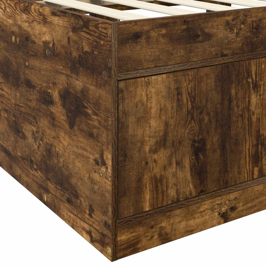 Bedframe met opslag Gerookt eiken 80 x 200 cm Bewerkt hout