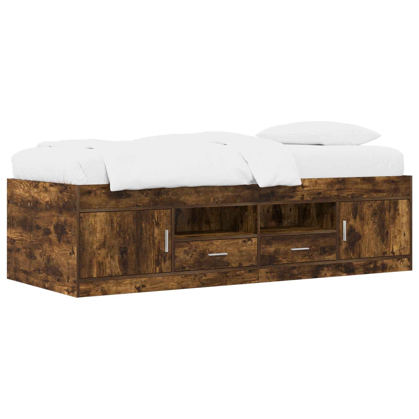 Bedframe met opslag Gerookt eiken 80 x 200 cm Bewerkt hout