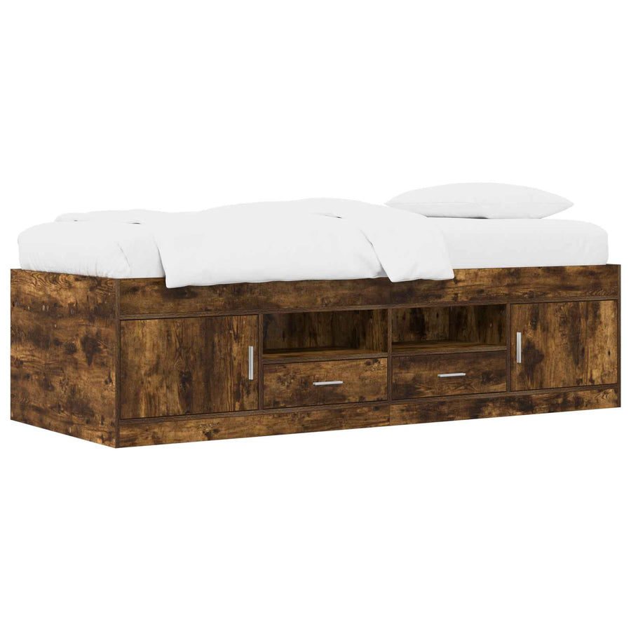 Bedframe met opslag Gerookt eiken 80 x 200 cm Bewerkt hout
