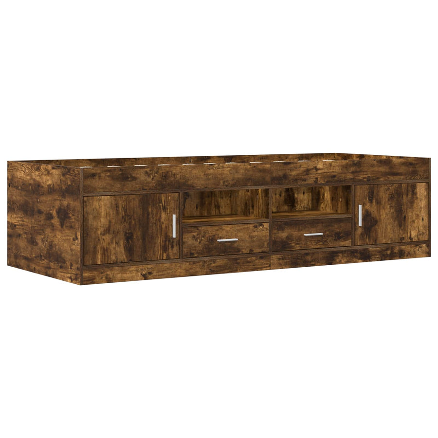 Bedframe met opslag Gerookt eiken 80 x 200 cm Bewerkt hout