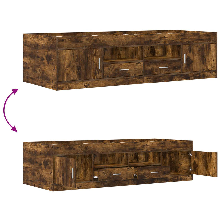 Bedframe met opslag Gerookt eiken 80 x 200 cm Bewerkt hout