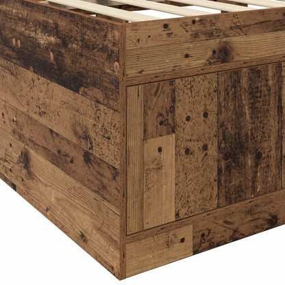 Bedframe met opslag met lade Oud hout 80 x 200 cm Bewerkt hout