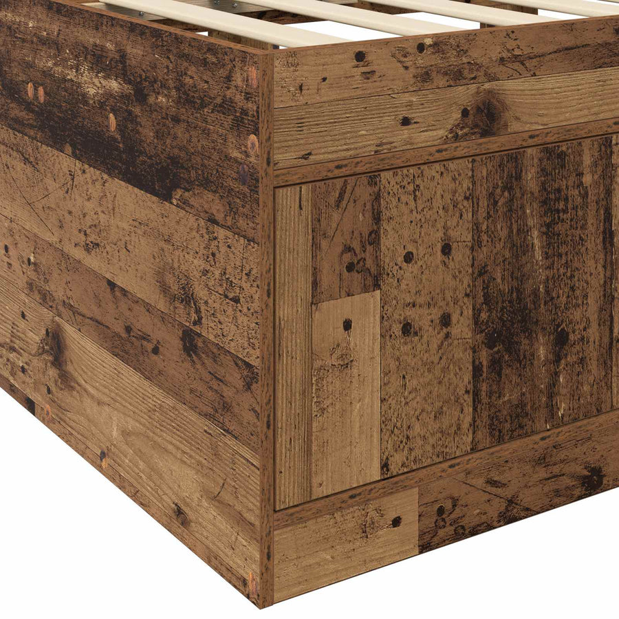 Bedframe met opslag met lade Oud hout 80 x 200 cm Bewerkt hout