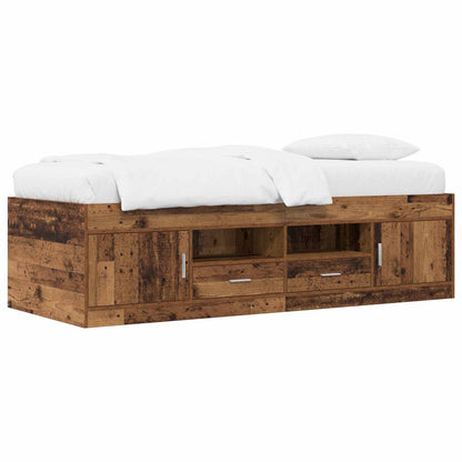 Bedframe met opslag met lade Oud hout 80 x 200 cm Bewerkt hout
