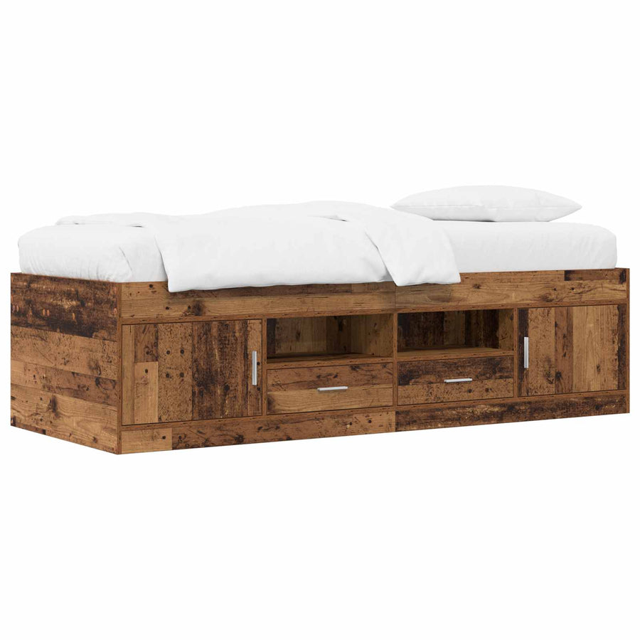 Bedframe met opslag met lade Oud hout 80 x 200 cm Bewerkt hout