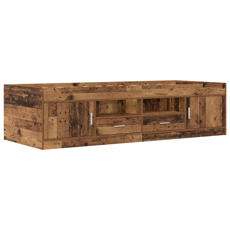 Bedframe met opslag met lade Oud hout 80 x 200 cm Bewerkt hout