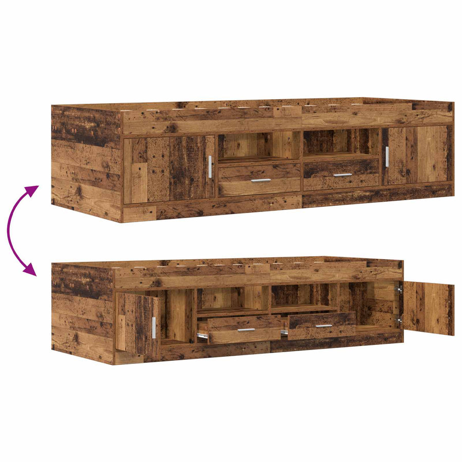 Bedframe met opslag met lade Oud hout 80 x 200 cm Bewerkt hout