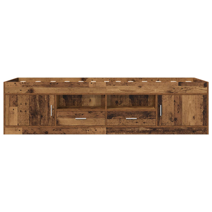 Bedframe met opslag met lade Oud hout 80 x 200 cm Bewerkt hout