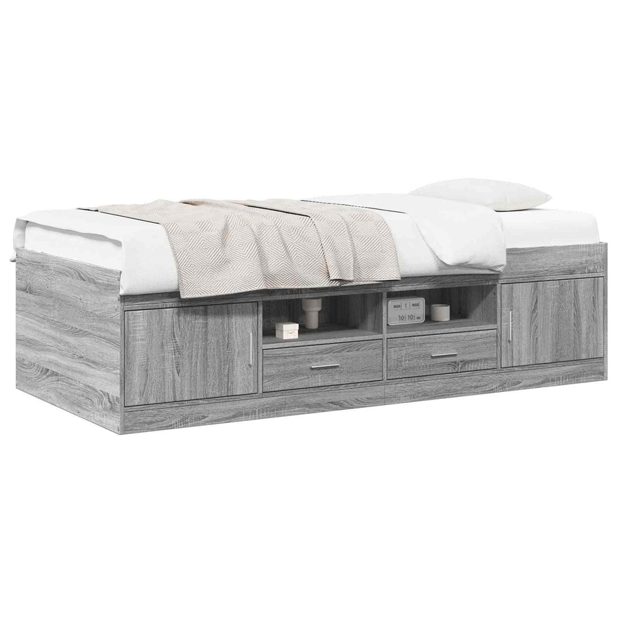 Bedframe met opslag Grijs Sonoma 80 x 200 cm Bewerkt hout