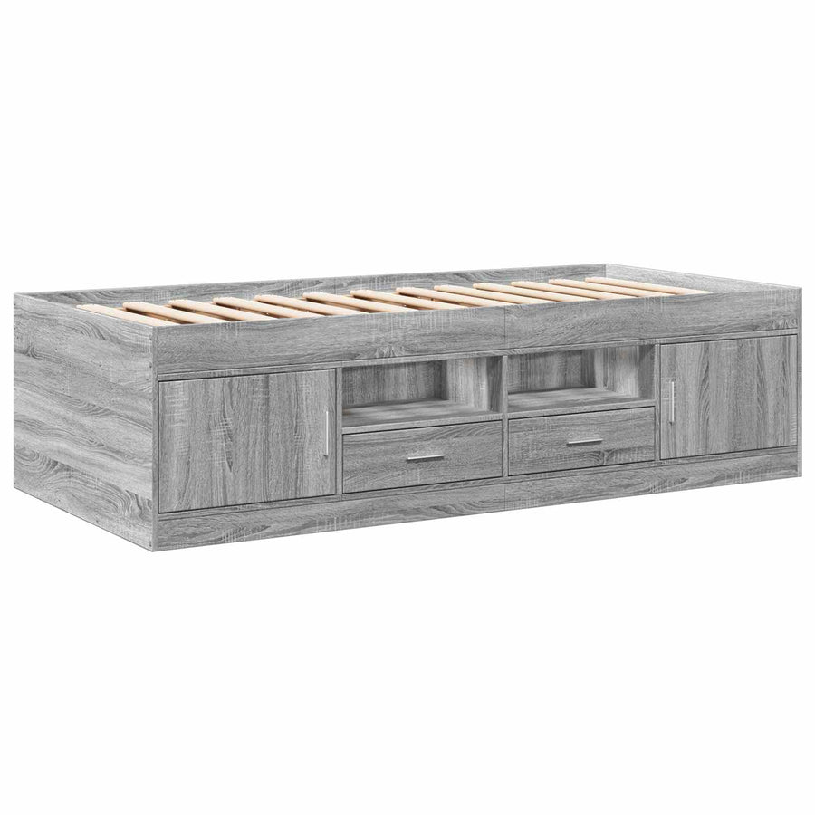 Bedframe met opslag Grijs Sonoma 80 x 200 cm Bewerkt hout