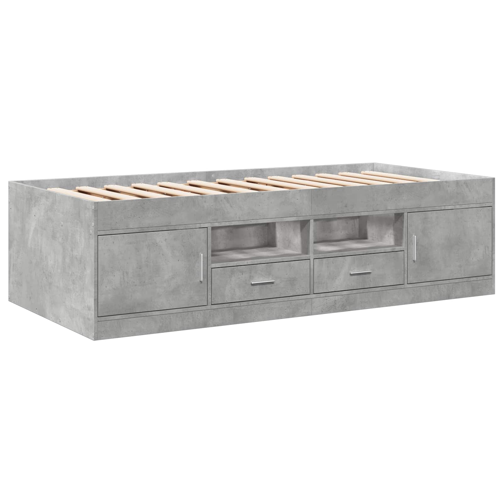 Bedframe met opslag Betongrijs 80 x 200 cm Bewerkt hout