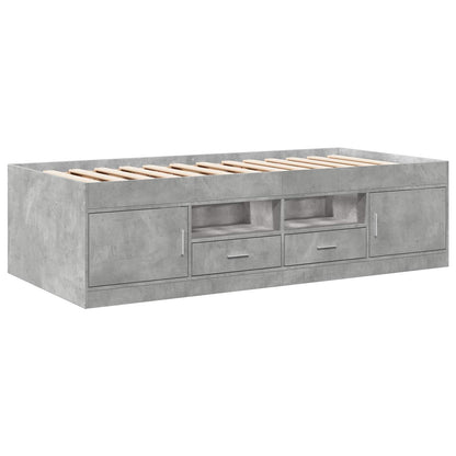 Bedframe met opslag Betongrijs 80 x 200 cm Bewerkt hout