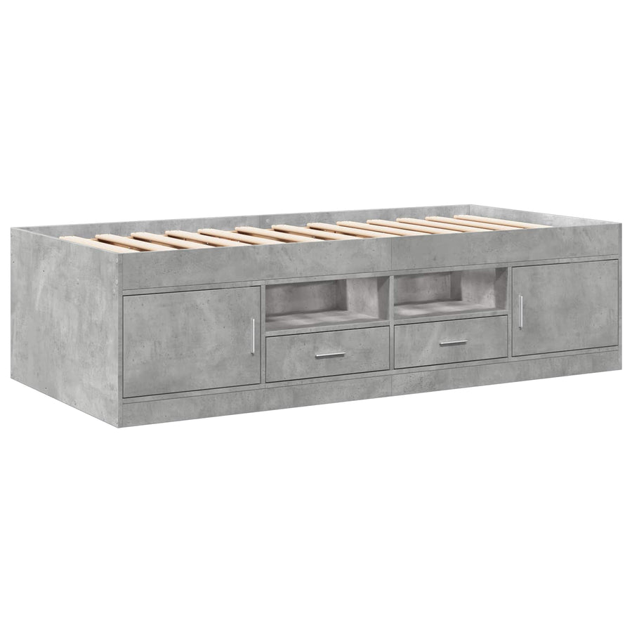 Bedframe met opslag Betongrijs 80 x 200 cm Bewerkt hout