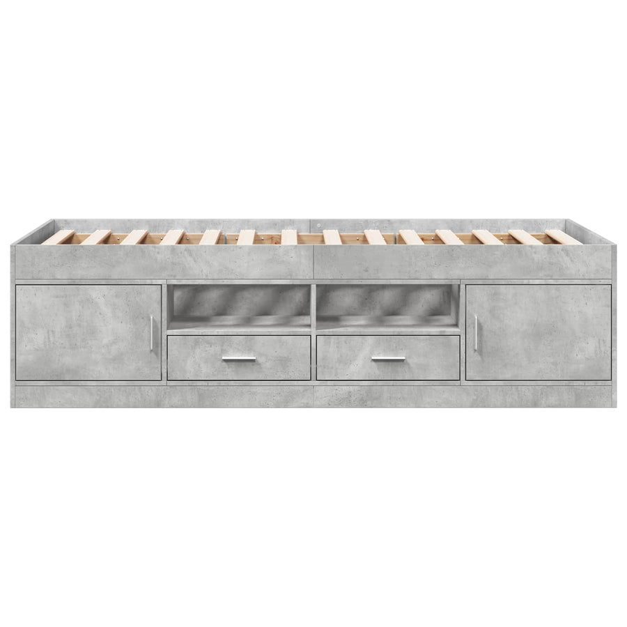 Bedframe met opslag Betongrijs 80 x 200 cm Bewerkt hout