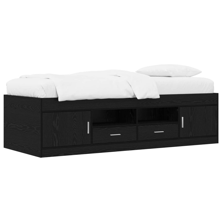 Bedframe met opslag Zwart eiken 80 x 200 cm Bewerkt hout