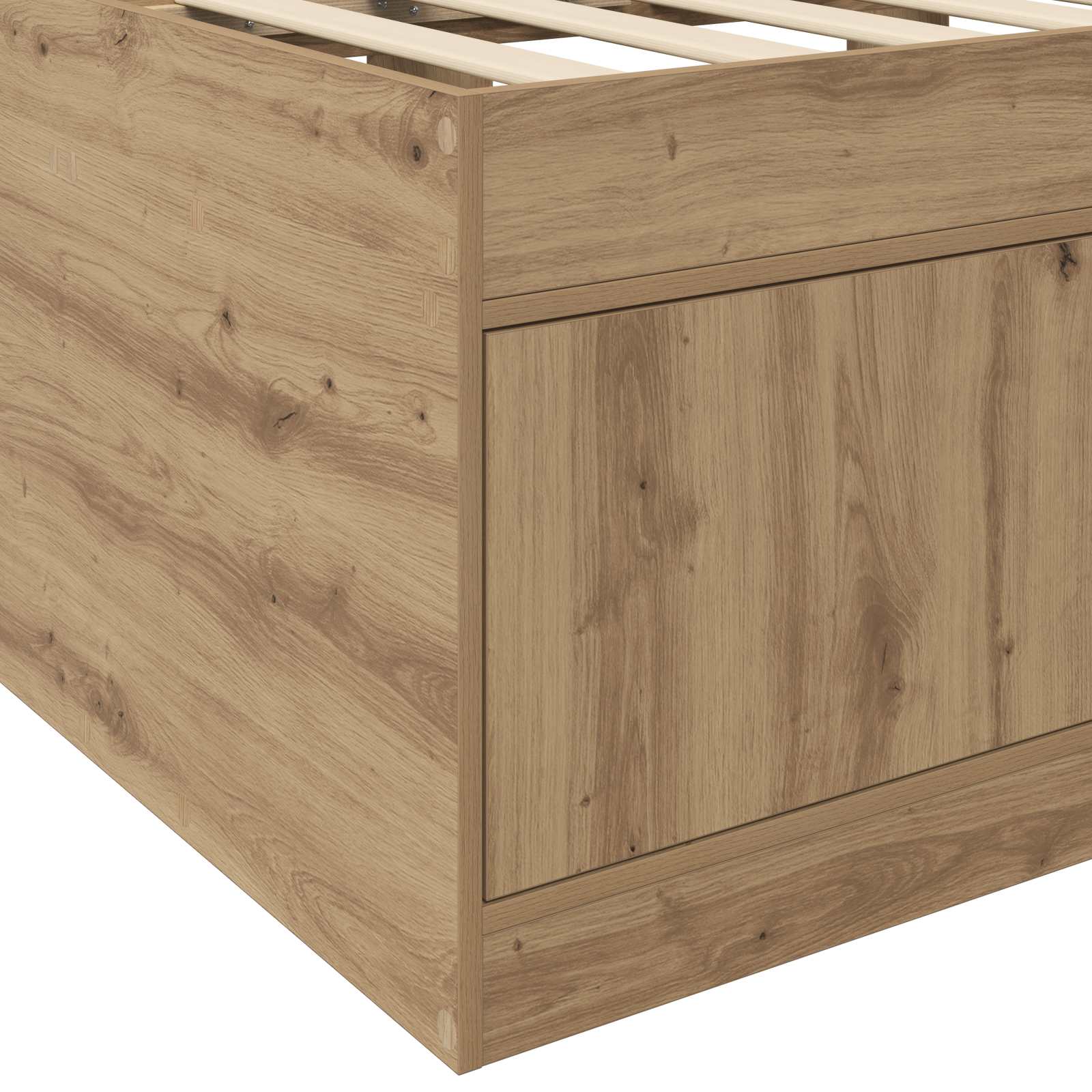 Bedframe met opslag Artisanaal eiken 80 x 200 cm Bewerkt hout