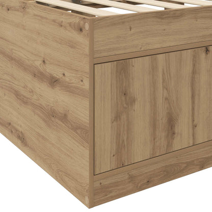 Bedframe met opslag Artisanaal eiken 80 x 200 cm Bewerkt hout