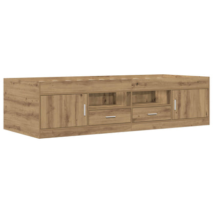 Bedframe met opslag Artisanaal eiken 80 x 200 cm Bewerkt hout